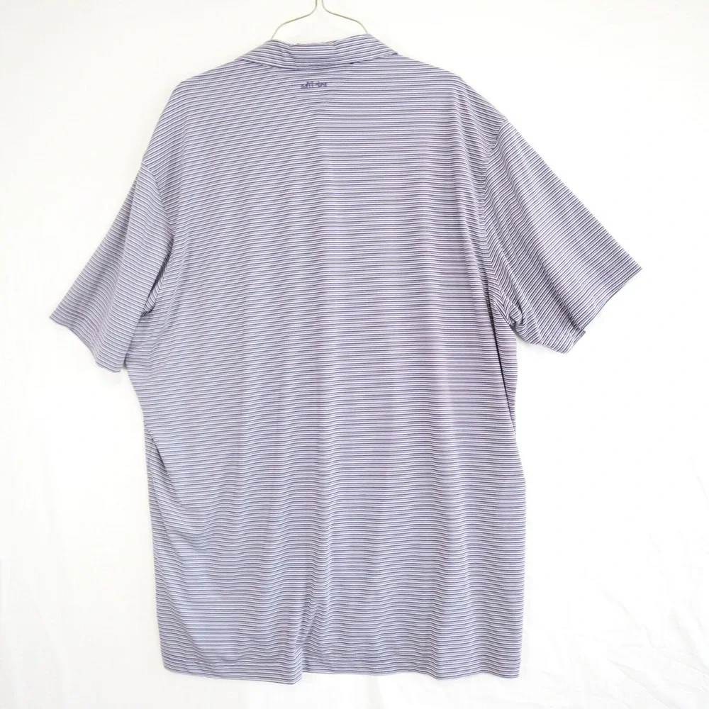 Adidas Polo Shirt Mens XL Adi Pure‎ Golf Performance Purple Striped Short Sleeve